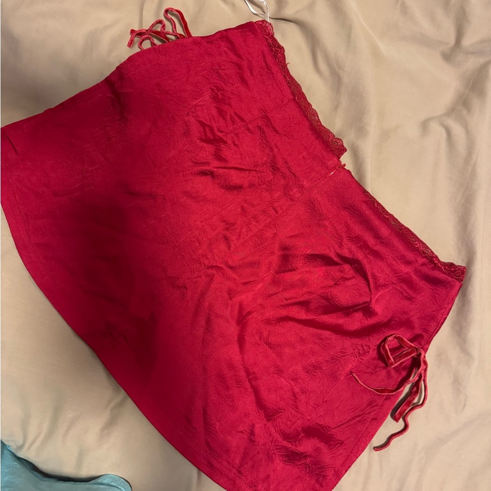 Lulu's Red Mini Skirt - Picture 2 of 4